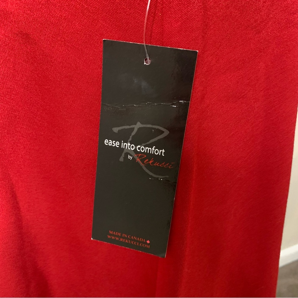 NWT Rekucci SzSm red A Line wide waist band rayon blend skirt - Picture 2 of 11